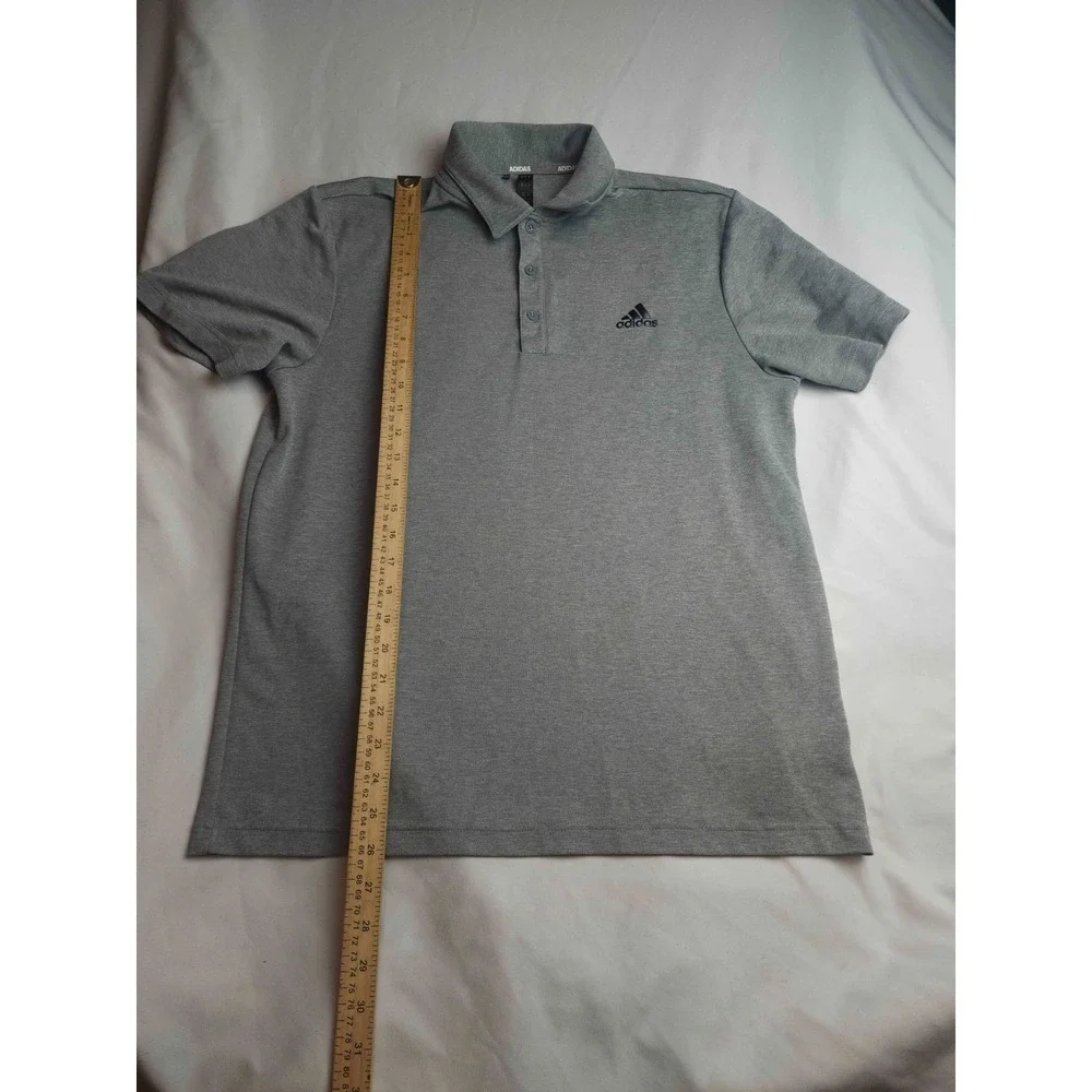 Adidas Performance Polo Shirt Mens Medium Gray Knit Short Sleeve Golf Outdoor